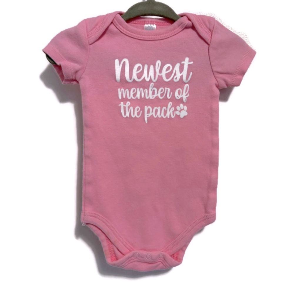 Newest Member of the Pack Pink Bodysuit